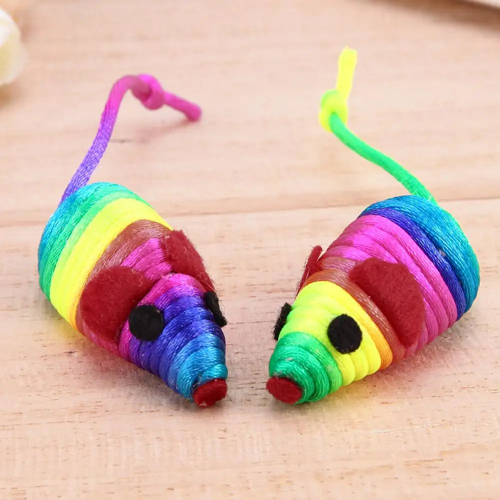 5/10 Pcs False Mouse Cat Toys Interactive Fake Mouse Catnip Cat Training Toy Colorful Rope Winding Cat Squeaky Toys Pet Supplies