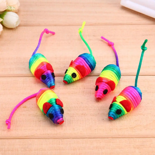 5/10 Pcs False Mouse Cat Toys Interactive Fake Mouse Catnip Cat Training Toy Colorful Rope Winding Cat Squeaky Toys Pet Supplies