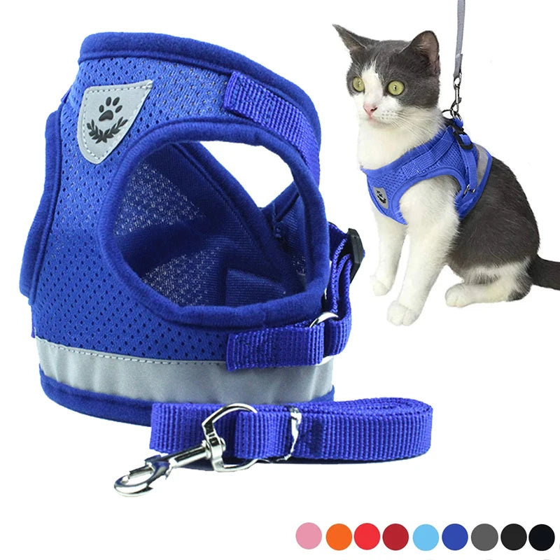 Harness with Leash Adjustable Pet Vest for Small Medium Dog Soft Outdoor Breathable Puppy Chest Strap