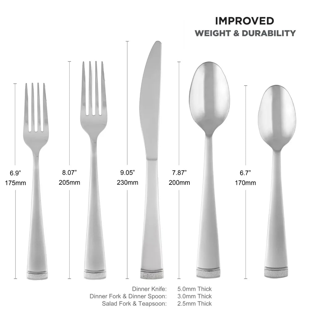 Flatware Set Chrome with Knife Fork Spoon 45-Piece