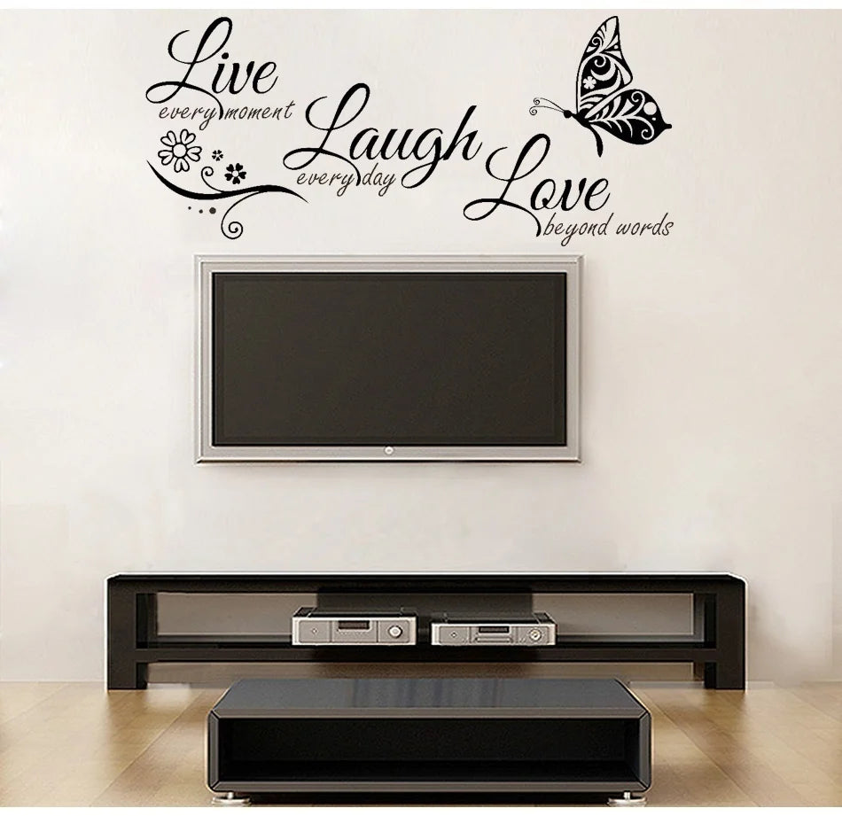 Live Laugh Love Butterfly Flower Wall Art Sticker Wall Stickers Living Room