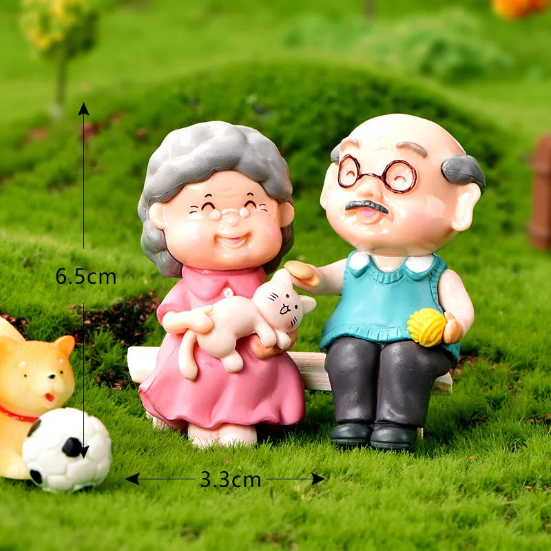 Grandpa Grandma Figurines Fairy Dollhouse Ornaments