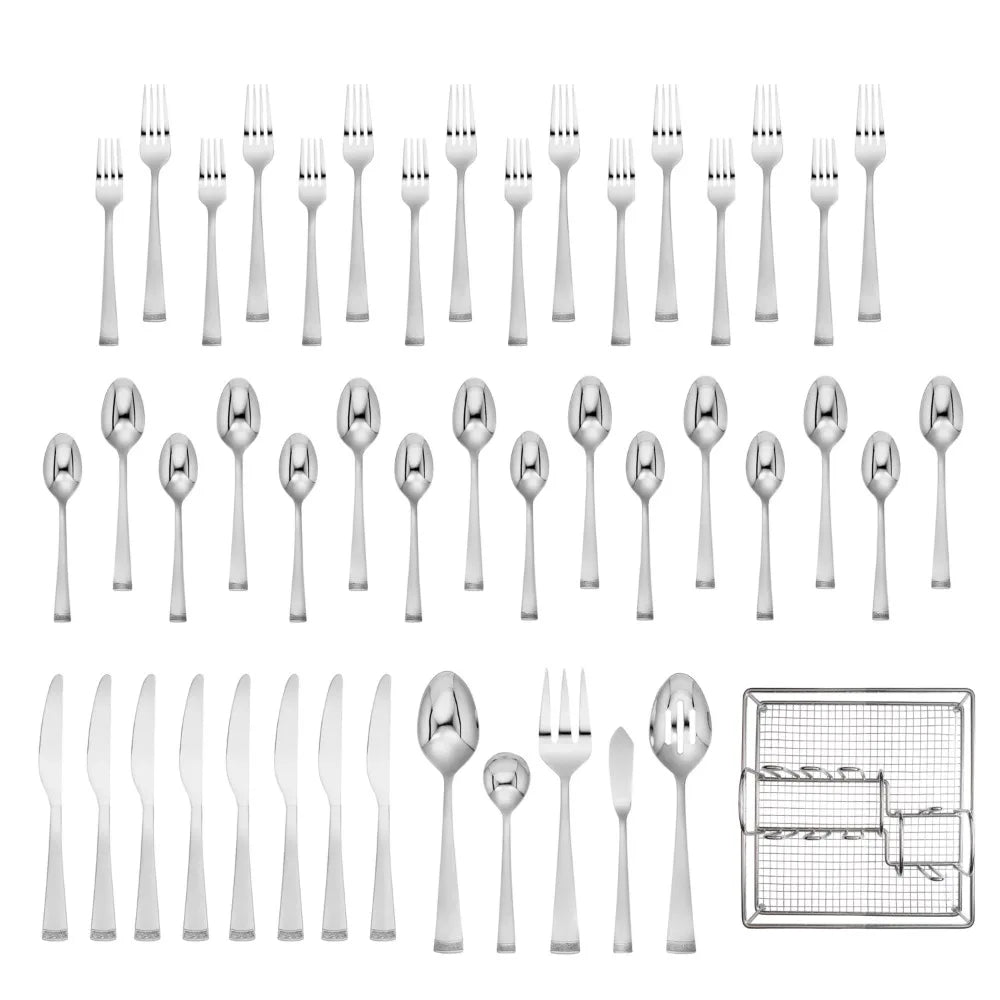 Flatware Set Chrome with Knife Fork Spoon 45-Piece