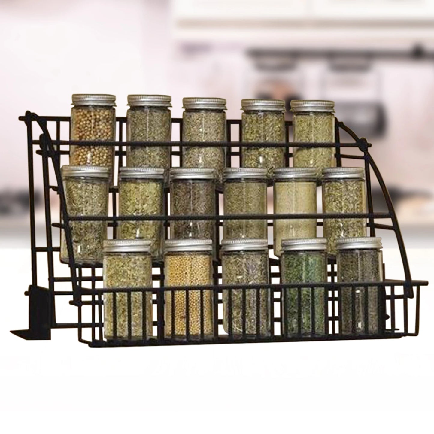 3 Tier Pull Down Cabinet Spice Rack Metal Storage Shelf Stand