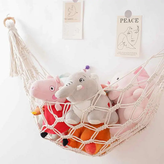 Macrame Hammock Net  Stuffed Animals Toys Organize Home Kids Room Decor