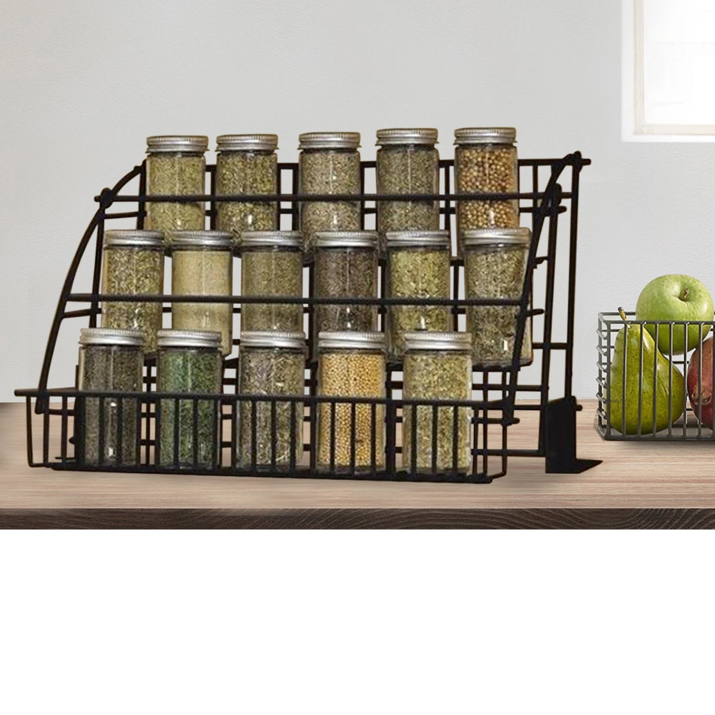 3 Tier Pull Down Cabinet Spice Rack Metal Storage Shelf Stand