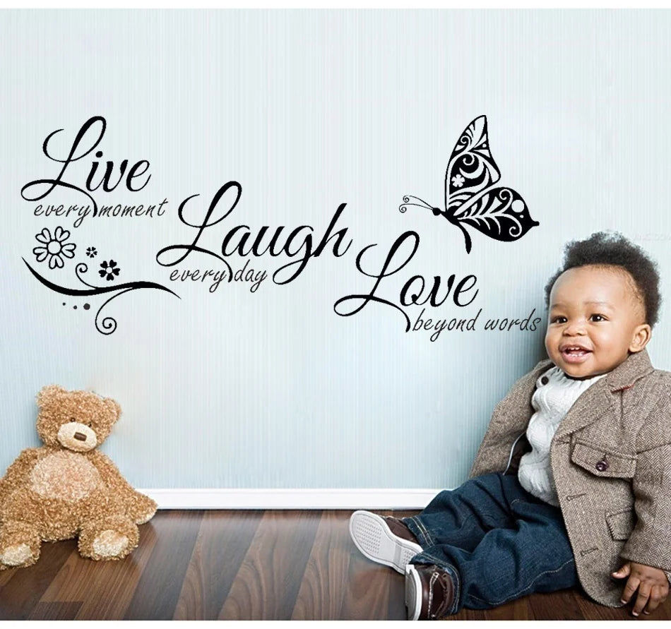 Live Laugh Love Butterfly Flower Wall Art Sticker Wall Stickers Living Room