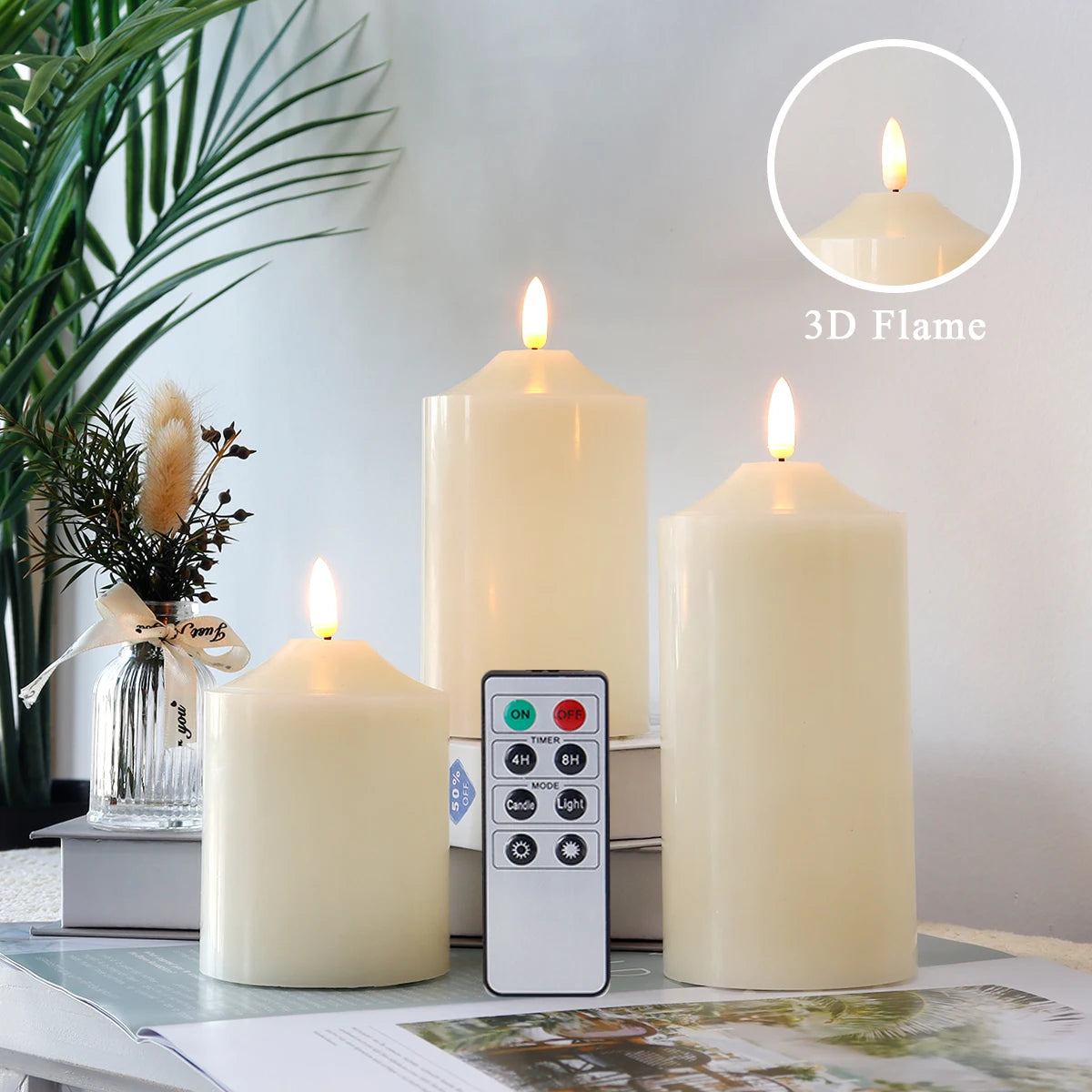 3Pcs Flameless Flickering Led Candles Light Tealight Led Battery Power Candles Lamp Electronic for Home Wedding Party Decor